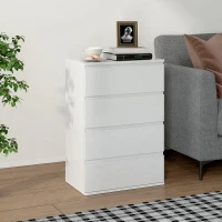 HOMCOM High Gloss Chest of Drawers, 4-Drawer Storage Cabinets, Modern Dresser for Bedroom, White(m-2)