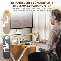HOMCOM Escritorio Plegable con Estante Abierto Escritorio Pequeño para Estudio Hogar Oficina 86x66x82 cm Natural(m-6)