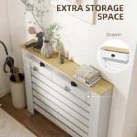 HOMCOM 95.5H x 111Wcm Radiator Cover, with Drawer - White(m-6)