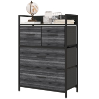 HOMCOM Commode, buffet, 4 tiroirs en tissu, design industriel, 60x29x85 cm, Noir