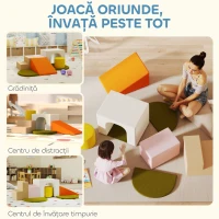 AIYAPLAY Set 8 Construcții Moi pentru Copii 0-3 Ani de Interior, din Catifea și Spumă PU Portocaliu(m-9)