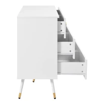 Cassettiera a 6 cassetti, con motivo geometrico e maniglie a forma di diamante, per camera da letto e soggiorno, 120x40x80 cm, Bianco(m-11)