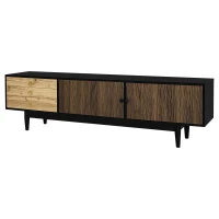 Mobile TV con 2 ante e 3 cassetti, pannelli delle ante con unico motivo ondulato, 180x38x50 cm, Colore naturale(m-11)