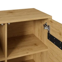 Credenza 3-ante con gambe in metallo, Ampio spazio contenitivo, 140x40x75,5 cm, Colore naturale(m-6)