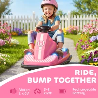 AIYAPLAY Kids Bumper Car, 360° Rotation Spin Electric Waltzer Car with LED Lights, Music for Ages 3-8 Years Old, Pink(m-4)