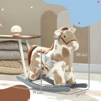 AIYAPLAY Baby Rocking Horse, Plush Animal Rocker with Realistic Sound and Toy, Rocking Toy Chair for Kids Aged 2-5, Brown(m-3)