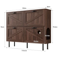 Scarpiera con 3 ante a ribalta, con ripiano per giocattoli per animali, 120x28x92 cm, Marrone(m-3)