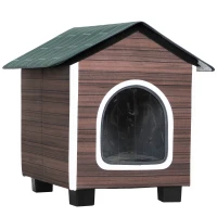 PawHut Insulated Outdoor Cat House, Water-Resistant Feral Cat Shelter with Elevated Base and Cushion, Red-brown(m-1)