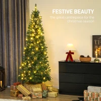 HOMCOM Pom de Crăciun de 213.5 cm cu 350 de Lumini Albe și Colorate în 9 Moduri(m-4)