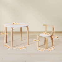 AIYAPLAY Set Masă și Scaune pentru Copii 3-8 Ani 5 piese cu Margini Rotunjite din Lemn Alb(m-3)