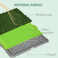PawHut Toaletă pentru Câini cu Gazon Sintetic, Iarbă de Schimb și Tavă Inferioară pentru Interior și Exterior, 67x41x3.5 cm(m-5)