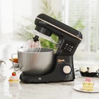 HOMCOM Mixer Planetar de 4.5L cu 6 Viteze din Oțel Inoxidabil, Plastic și Aluminiu, 35x22x29 cm, Negru și Argintiu(m-2)