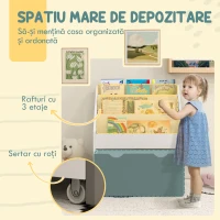 AIYAPLAY Bibliotecă pentru Copii 3-8 Ani cu 3 Rafturi și Sertar Inferior, din MDF, 62.5x30x70 cm, Gri(m-4)