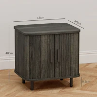 HOMCOM Bedside Table, Nordic Side Table with Roller Shutter Style Sliding Doors and Metal Legs for Bedroom, Living Room, Grey(m-3)