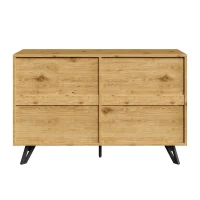 Credenza moderna con 6 cassetti, piedini in metallo, ampio spazio di contenimento, 120x40x75,5 cm, Colore naturale(m-10)