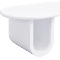 Tavolino da salotto ovale con gambe a U, in MDF e ampio spazio portaoggetti, 98,5x53,5x42 cm, Bianco(m-6)