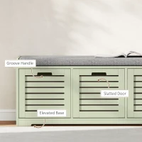 HOMCOM 3-Drawer Shoe Storage Bench - Green(m-6)