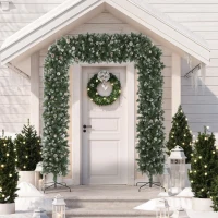HOMCOM 8.2 ft Snow Frosted Christmas Tree Arch, Christmas Arch Doorway Decor with 1800 Tips and 91 Pinecones, Artificial Xmas Tree with Metal Stand for Indoor, Green(m-2)