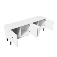 Mobile TV 4 ante, design elegante con frontale ad arco 3D, 160x38x55,5 cm, Bianco(m-10)