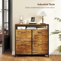 HOMCOM Shoe Storage Cabinet with 4 Flip Drawers and Open Shelf - Rustic Brown(m-7)