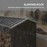 Outsunny Suport de Lemne cu Structură din Oțel Galvanizat 240x86x160cm Negru(m-6)