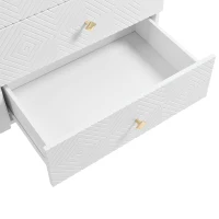 Cassettiera a 6 cassetti, con motivo geometrico e maniglie a forma di diamante, per camera da letto e soggiorno, 120x40x80 cm, Bianco(m-6)