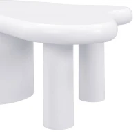 Tavolino da salotto con forma irregolare, 2 cassetti, 97x64x42 cm, Bianco(m-8)