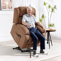 HOMCOM Power Lift Recliner Chair with Massage, Overstuffed Lift Chair for Elderly with Footrest, Remote and Side Pocket, Brown(m-2)