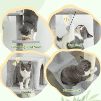 PawHut Copac zgârietoare de tavan cu înălțime ajustabilă 225-255cm Gri deschis(m-6)