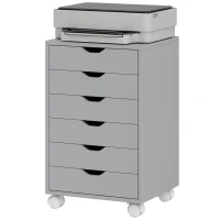 HOMCOM Cajonera Escritorio Archivador Móvil con 6 Cajones Ruedas Guías Deslizantes Silenciosas para Oficina Casa Gris(m-11)