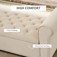 HOMCOM Bancă de Depozitare din Țesătură tip Catifea cu Spațiu Ascuns, Bej(m-5)