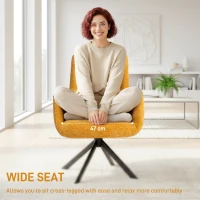 HOMCOM Tapicerowany fotel, fotel dekoracyjny, nowoczesny design, obrotowy, do 120 kg, żółty(m-4)