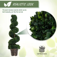 Outsunny Plantă Artificială Decorativă Buxus în Spirală cu Ghiveci Inclus, Ф32x120 cm, Verde(m-6)