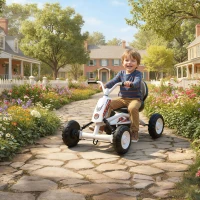 AIYAPLAY Kids Pedal Go Kart with Steel Frame, Sporty Design, for Ages 2-5 Years, White(m-2)