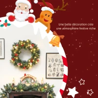 HOMCOM Couronne de Noël lumineuse 60 cm avec 50 LED, minuterie, 146 pointes, pommes de pin, baies, boules décoratives, vert(m-4)