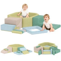 AIYAPLAY Parcours motricité bébé module motricité bébé avec piscine à balles housse lavable 160 x 137,5 x 30 cm multicolore(m-11)