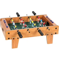SPORTNOW 20 in Table-top Football Table with Stainless Steel Rods, Compact Foosball Table for Kids and Adults, All-Inclusive Foosball Game Set for Indoor, Nature Wood Finish(m-1)