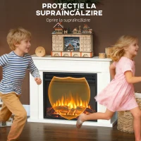 HOMCOM Șemineu Electric, Telecomandă și Timer, 98x23.5x69.5 cm, Alb și Negru(m-7)