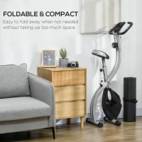 SPORTNOW Magnetic Exercise Bike, Foldable X-Bike with Adjustable Resistance, Pulse Sensor, Wheels and LCD Monitor, Grey(m-8)