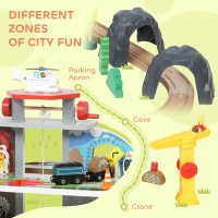 AIYAPLAY 79 Piece Wooden Train Set, Kids Train Track Mine Themed with Crane, Helicopter(m-6)