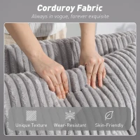 HOMCOM 2 Seater Click Clack Sofa Bed with Pull Out Design, Corduroy Upholstery - Light Grey(m-6)