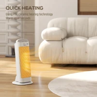 HOMCOM Sobă Electrică Ceramică 2000W, 4 Moduri și Încălzire Reglabilă, Oscilație 55°, Alb(m-4)