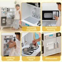 AIYAPLAY Kids Play Kitchen with Sound, Ice/Coffee Maker, Utensils, Microwave, Stainless Steel Utensils, for 3-6 Years(m-5)