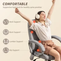 HOMCOM Scaun de Birou cu Masaj și Încălzitor cu Suport pentru Picioare Gri(m-5)