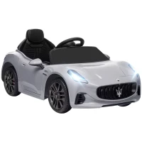 AIYAPLAY Voiture électrique pour enfants sous licence Maserati Gran Turismo Folgore, 12V avec télécommande, de 3 à 5 ans, gris(m-12)