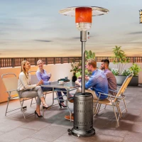 Outsunny Încălzitor de Exterior de 11 KW Reglabil, cu Roți 82 x 82 x 223 cm, Maro Închis(m-2)