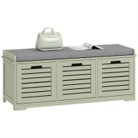 HOMCOM 3-Drawer Shoe Storage Bench - Green(m-10)