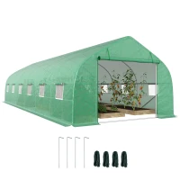 Outsunny Serra da Giardino a Tunnel 8x3x2m in PE e Acciaio con Porta Avvolgibile e Finestre, Verde(m-11)