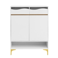 Schuhschrank mit LED-Beleuchtung, Flurschrank mit Schubladen und Ablagen, 80x35x105 cm, Weiß