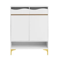 Scarpiera con illuminazione LED, mobile da ingresso con cassetti e ripiani, 80x35x105 cm, Bianco(m-2)